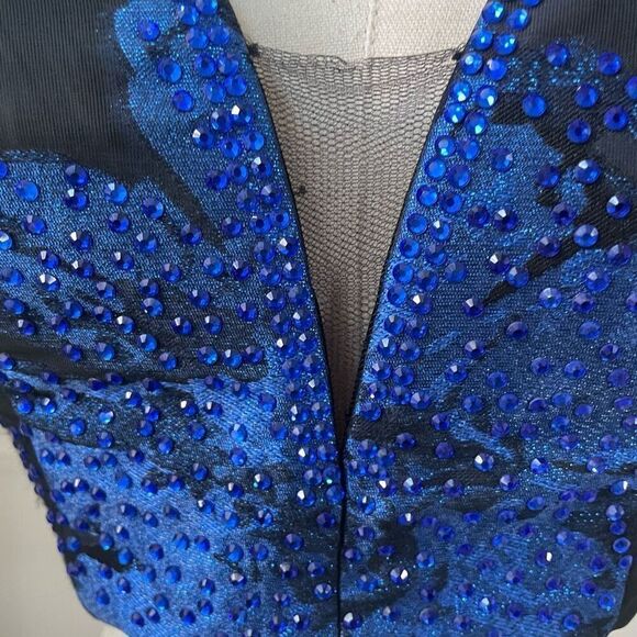 Ellie Wilde Formal Bandeau Crop Top Bustier Cobalt Blue Black 4 - Picture 4 of 9